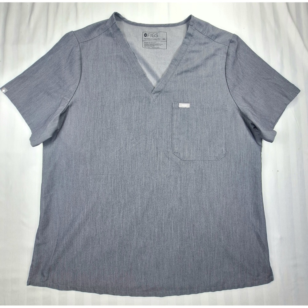 FIGS Technical Collection Heather Gray V-Neck Scrub‎ Top XXL Womens